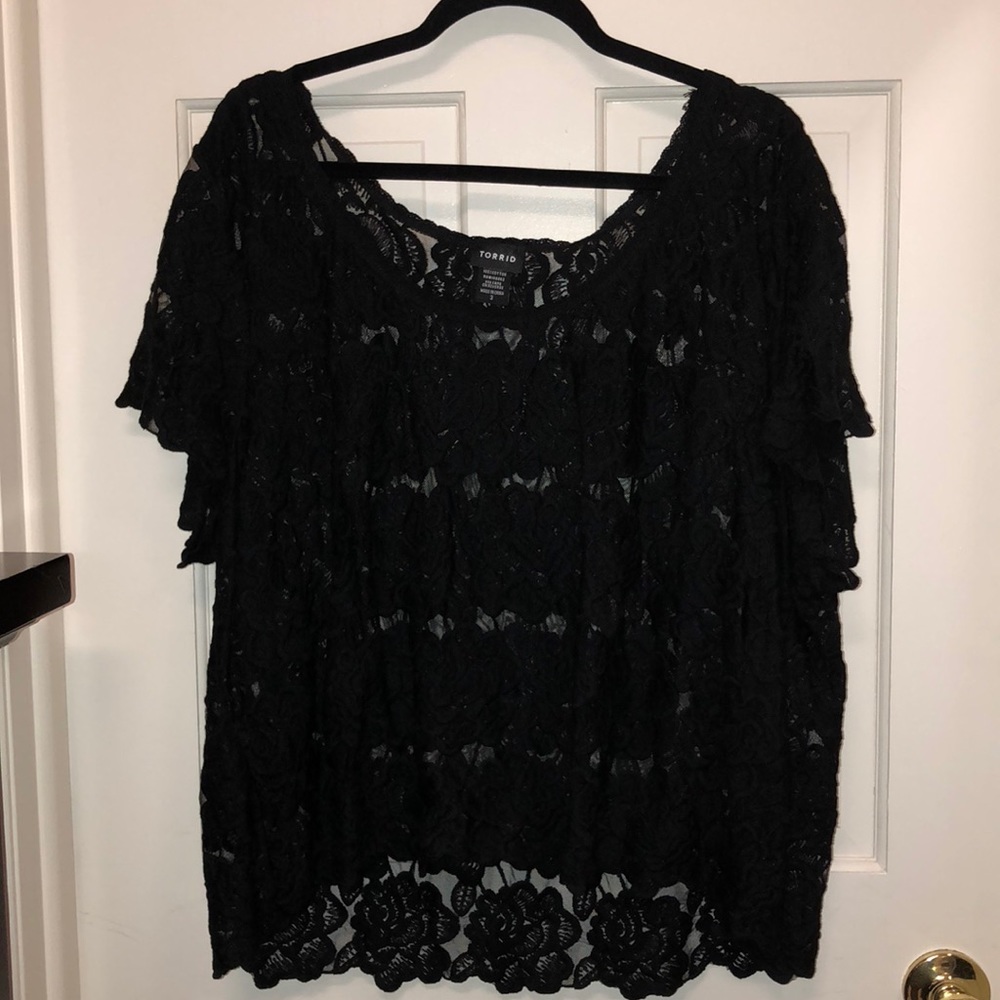 Black lace crop top